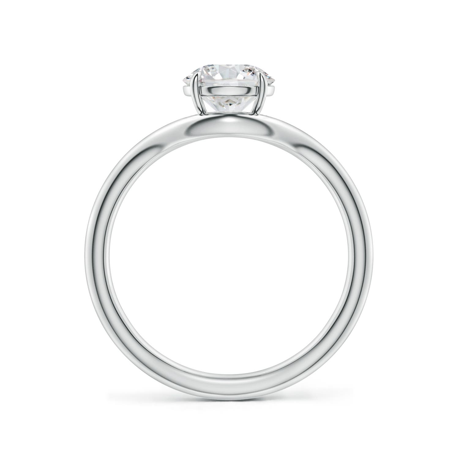 6.4mm HSI2 Solitaire Round Diamond Curved Shank Engagement Ring in 18K White Gold