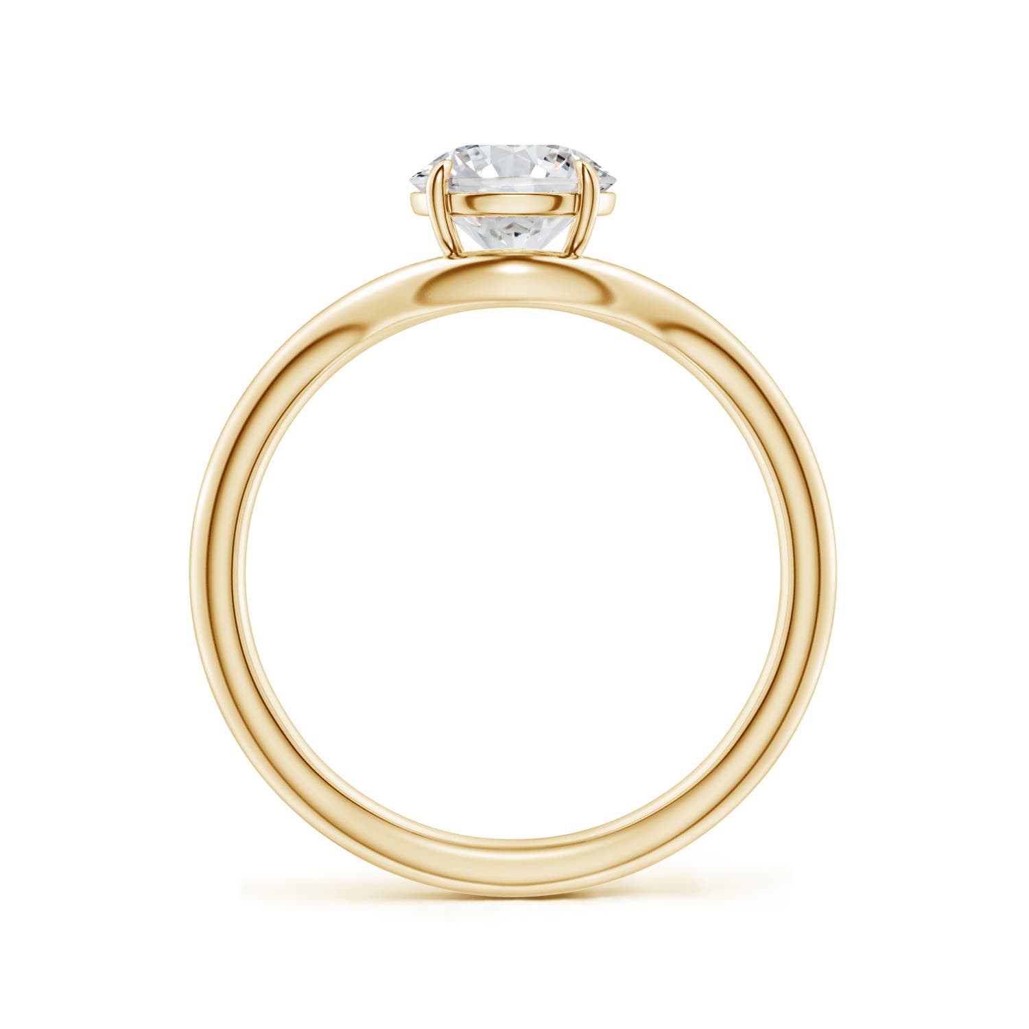 6.4mm HSI2 Solitaire Round Diamond Curved Shank Engagement Ring in 18K Yellow Gold