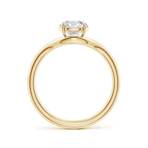 6.4mm HSI2 Solitaire Round Diamond Curved Shank Engagement Ring in 18K Yellow Gold
