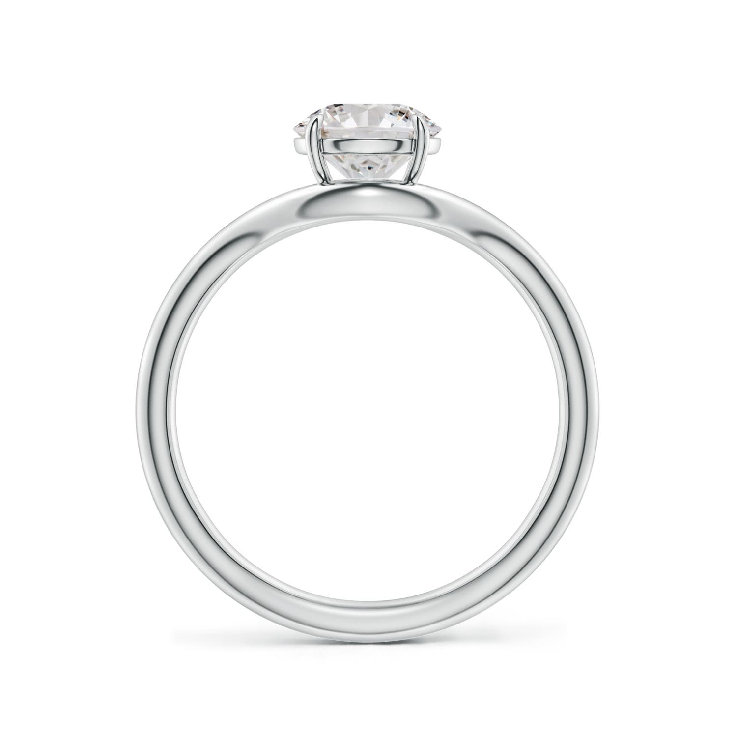 6.4mm IJI1I2 Solitaire Round Diamond Curved Shank Engagement Ring in 18K White Gold