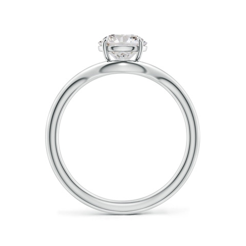 6.4mm IJI1I2 Solitaire Round Diamond Curved Shank Engagement Ring in 18K White Gold