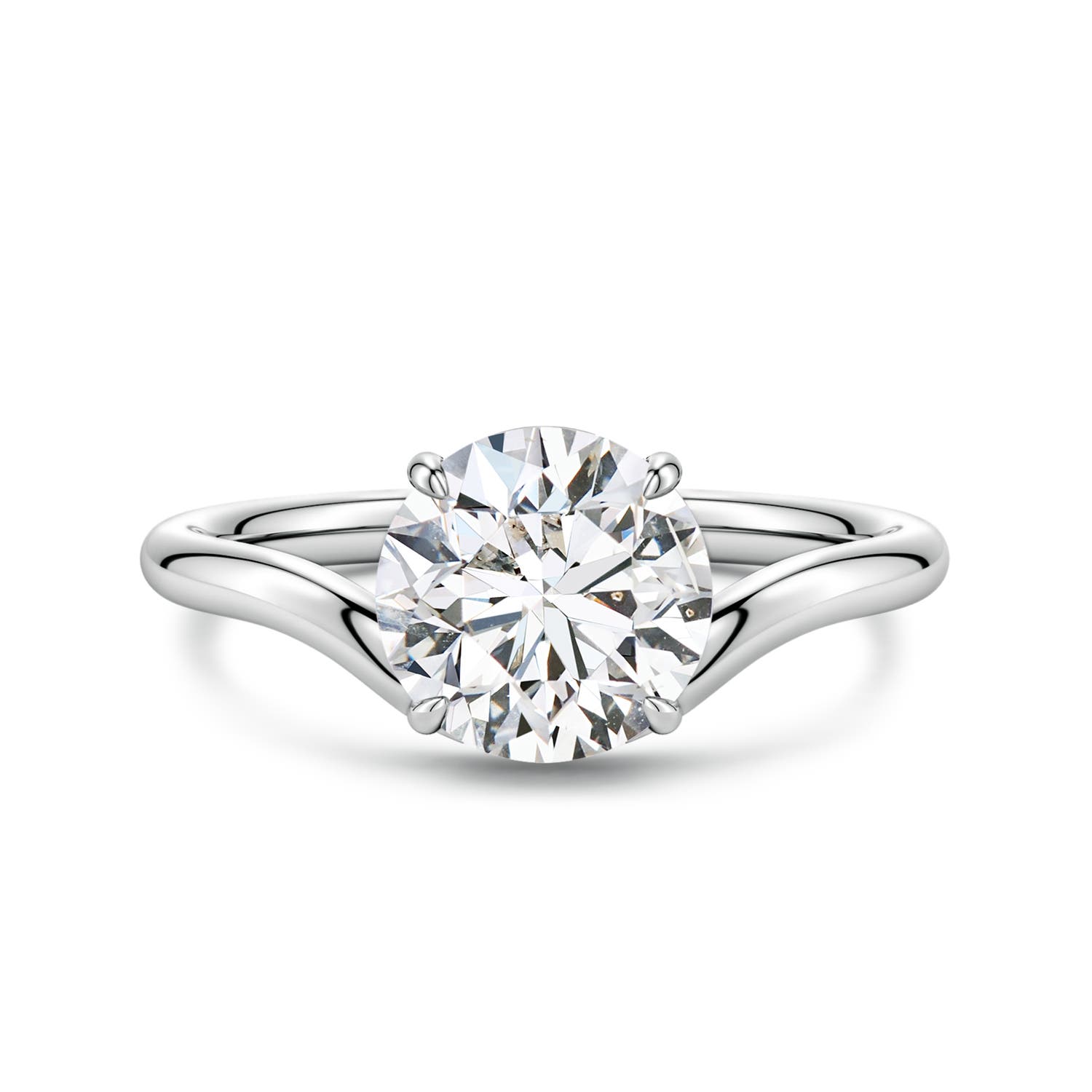 8mm HSI2 Solitaire Round Diamond Curved Shank Engagement Ring in White Gold