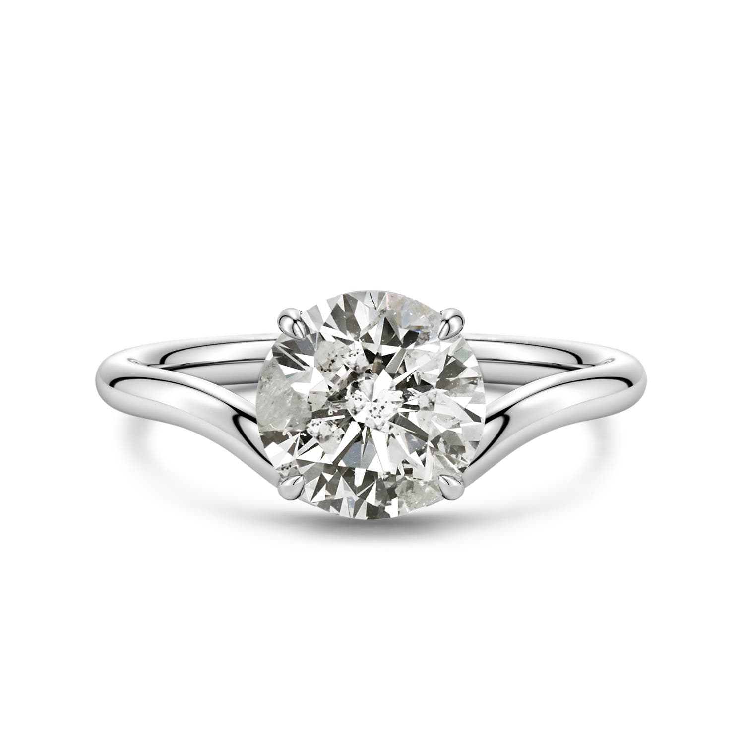 8mm KI3 Solitaire Round Diamond Curved Shank Engagement Ring in P950 Platinum