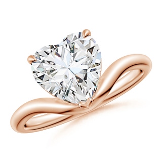 9mm HSI2 Solitaire Heart-Shaped Diamond Curved Shank Engagement Ring in 18K Rose Gold