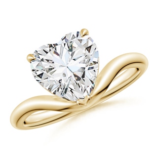 9mm HSI2 Solitaire Heart-Shaped Diamond Curved Shank Engagement Ring in Yellow Gold
