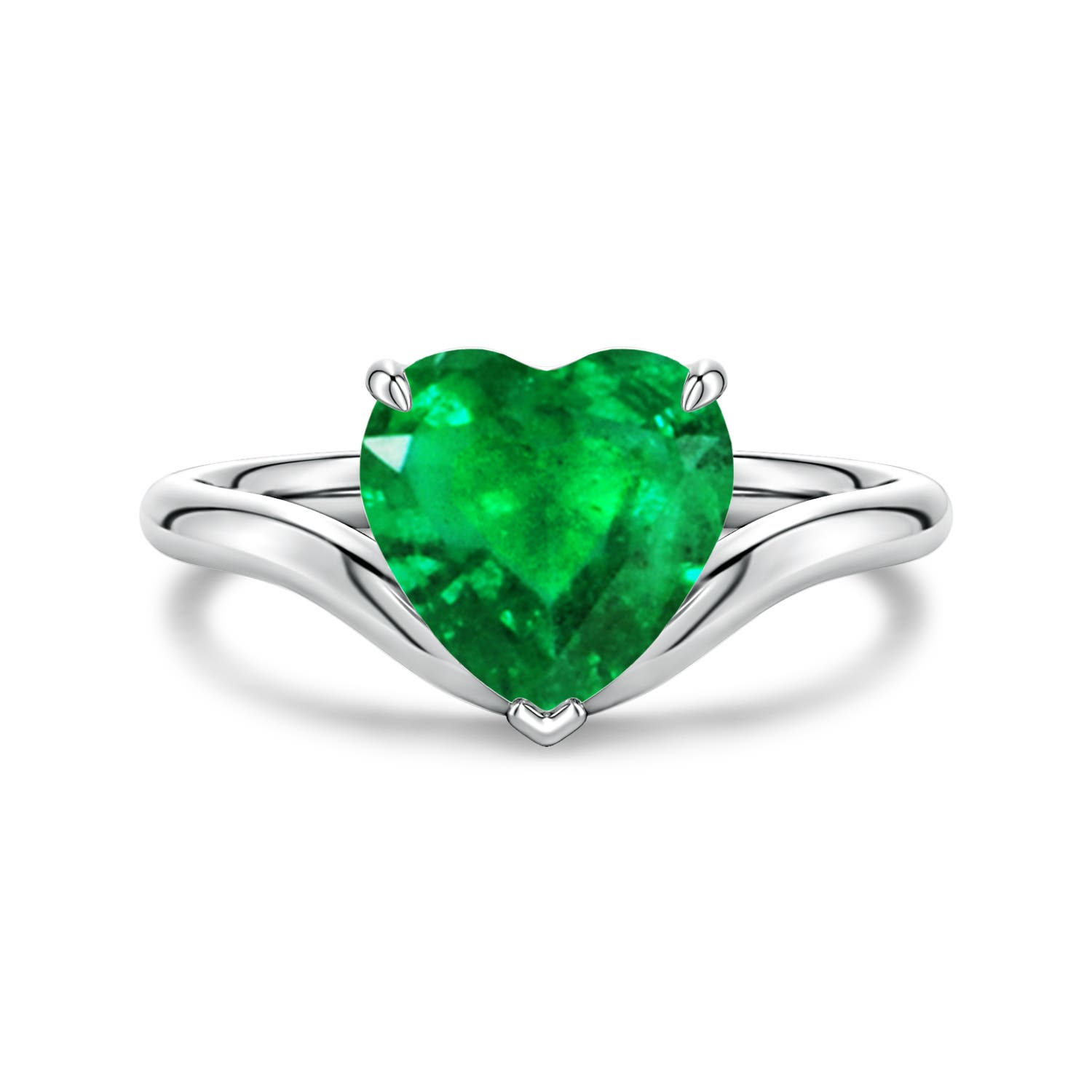 Heart Emerald Solitaire Rings