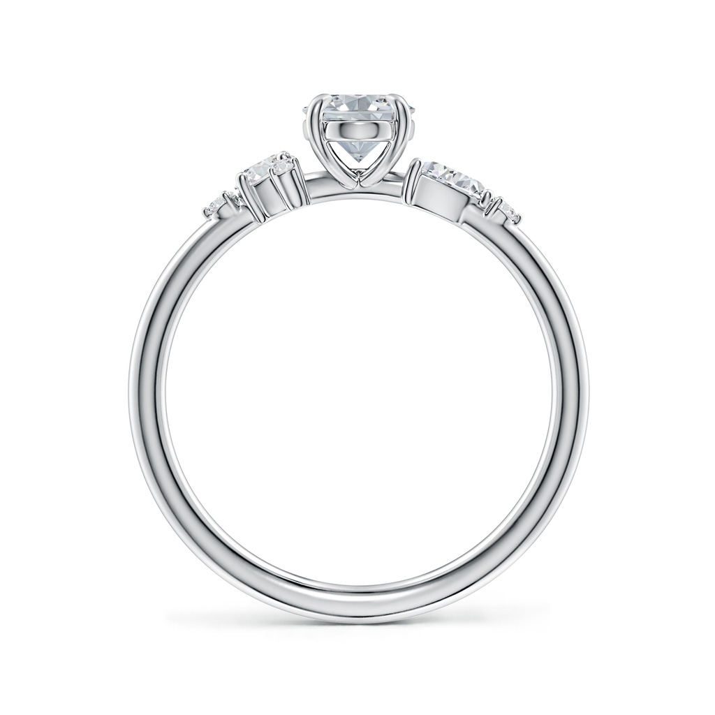7x5mm HSI2 Claw Prong Oval Diamond Engagement Ring with Multi-Shape Accents in White Gold - side 199