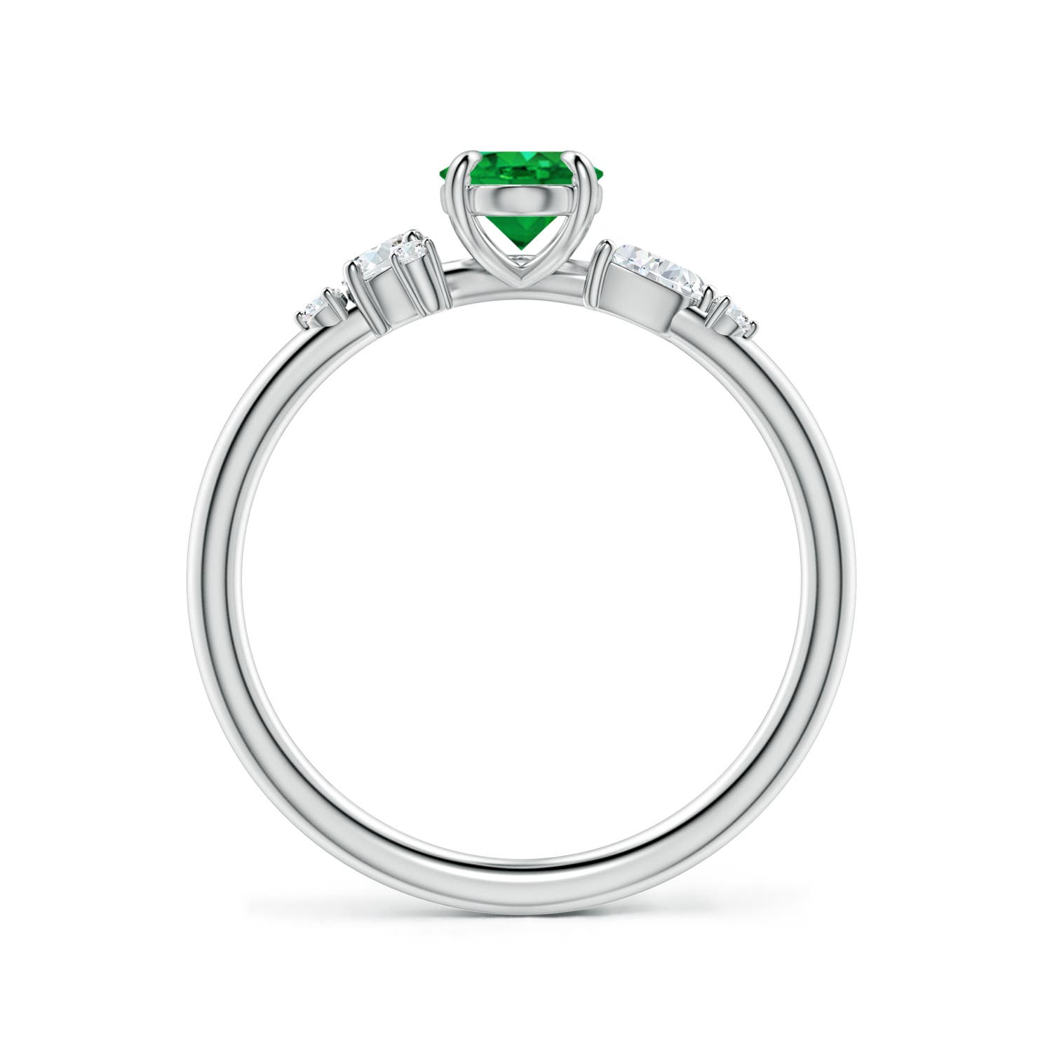 7x5mm AAA Claw Prong Oval Emerald Engagement Ring with Multi-Shape Diamonds in P950 Platinum