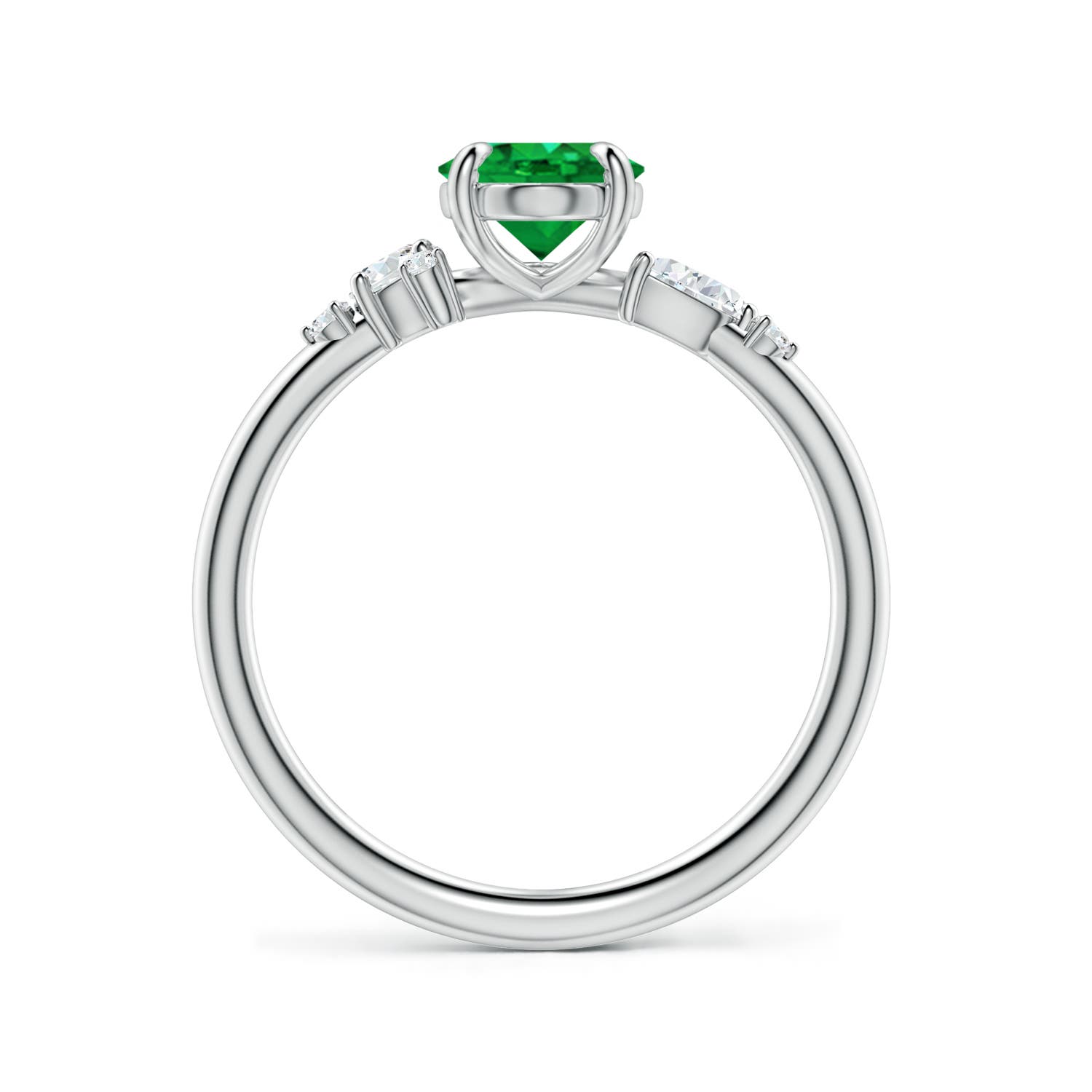 8x6mm AAA Claw Prong Oval Emerald Engagement Ring with Multi-Shape Diamonds in P950 Platinum