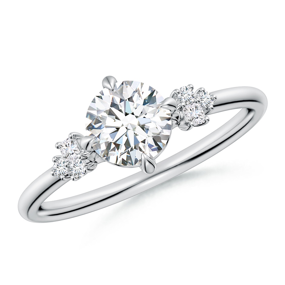 6mm GVS2 Round Diamond Engagement Ring with Mixed Cut Accents in White Gold 
