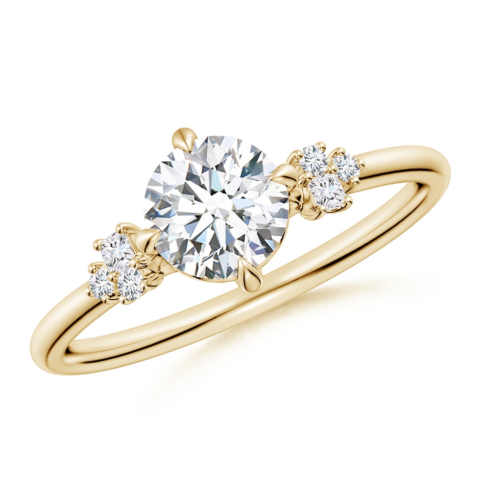 6mm GVS2 Round Diamond Engagement Ring with Mixed Cut Accents in Yellow Gold 