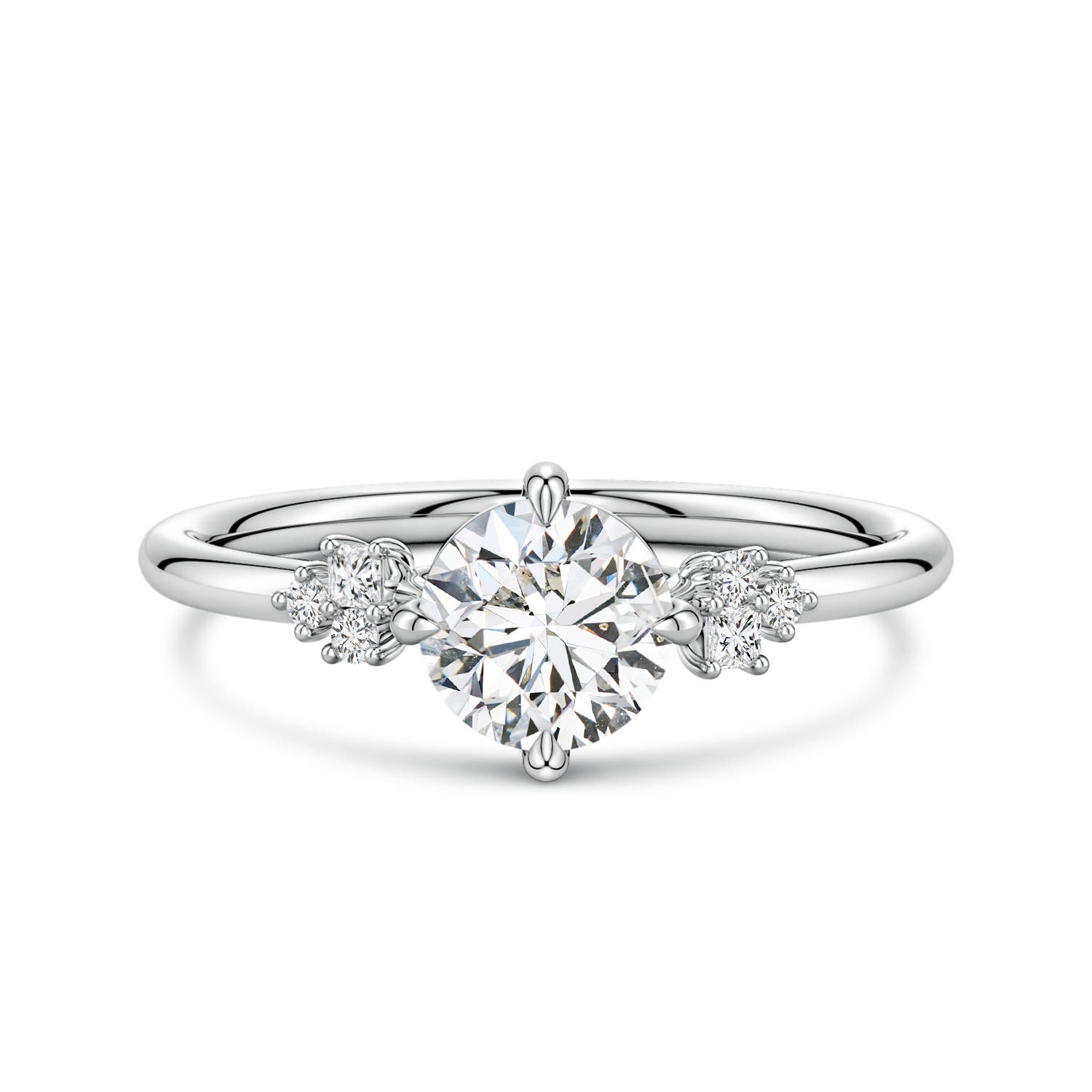 6mm HSI2 Round Diamond Engagement Ring with Mixed Cut Accents in 18CT White Gold