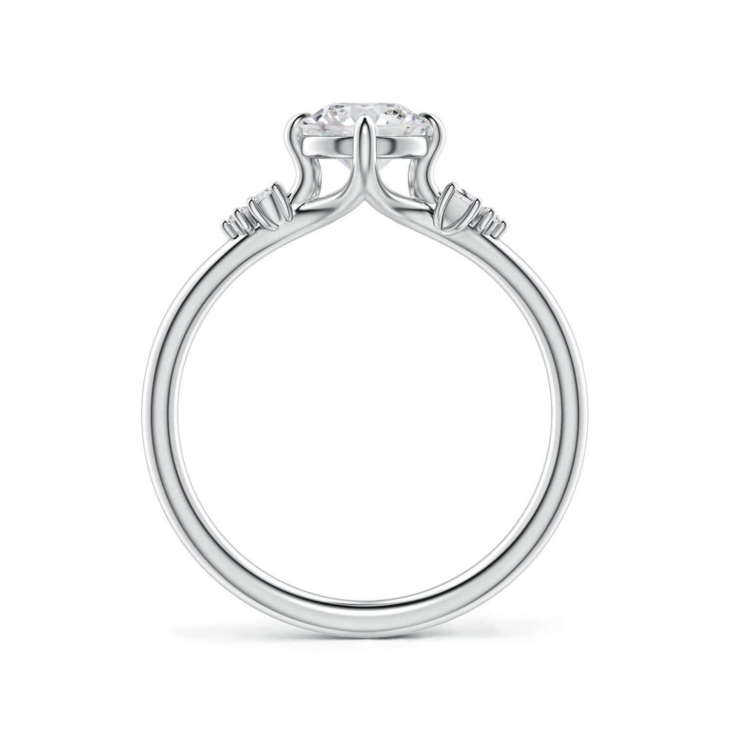 6mm HSI2 Round Diamond Engagement Ring with Mixed Cut Accents in 18K White Gold