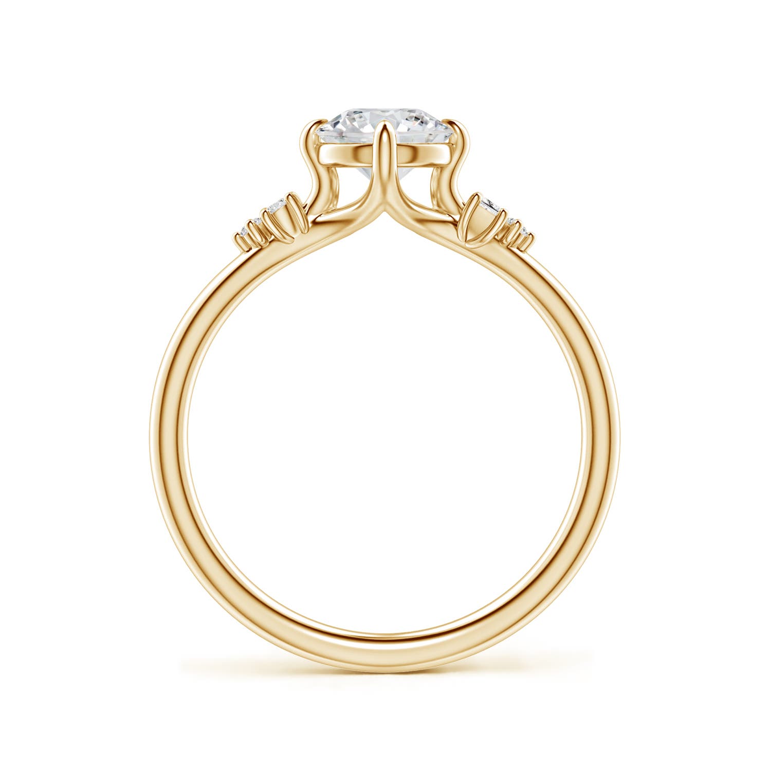 6mm HSI2 Round Diamond Engagement Ring with Mixed Cut Accents in 18K Yellow Gold
