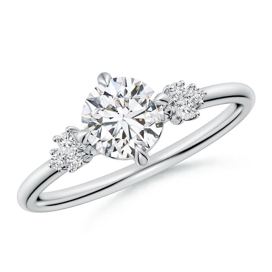 6mm HSI2 Round Diamond Engagement Ring with Mixed Cut Accents in White Gold 