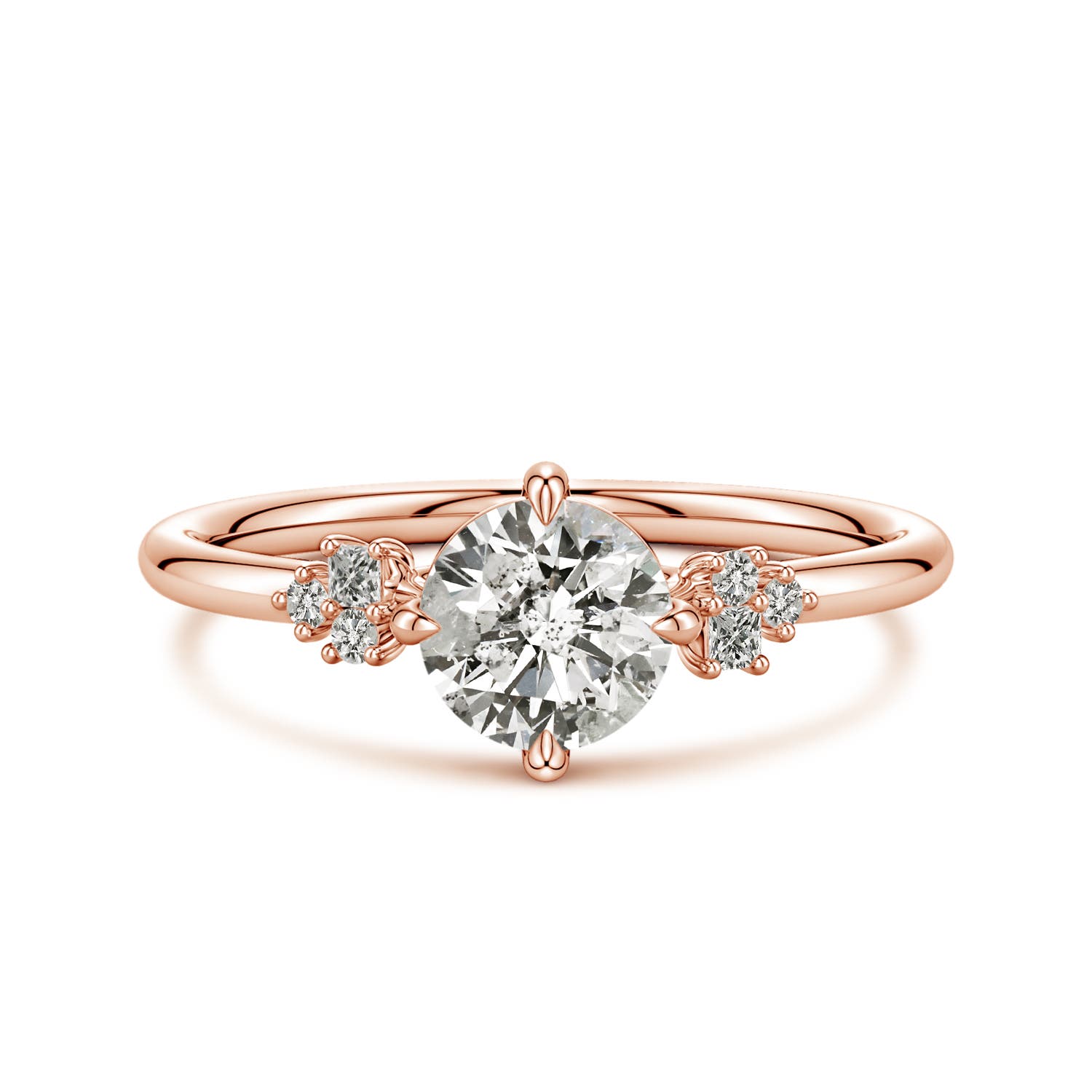 6mm KI3 Round Diamond Engagement Ring with Mixed Cut Accents in Rose Gold