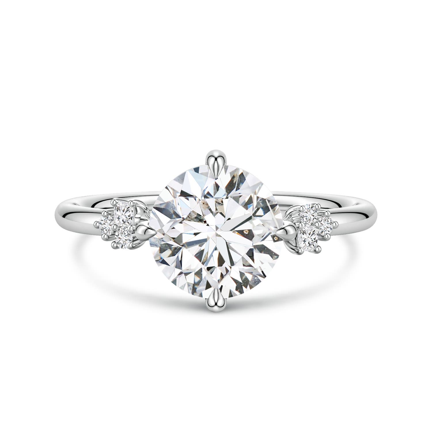 8mm HSI2 Round Diamond Engagement Ring with Mixed Cut Accents in White Gold