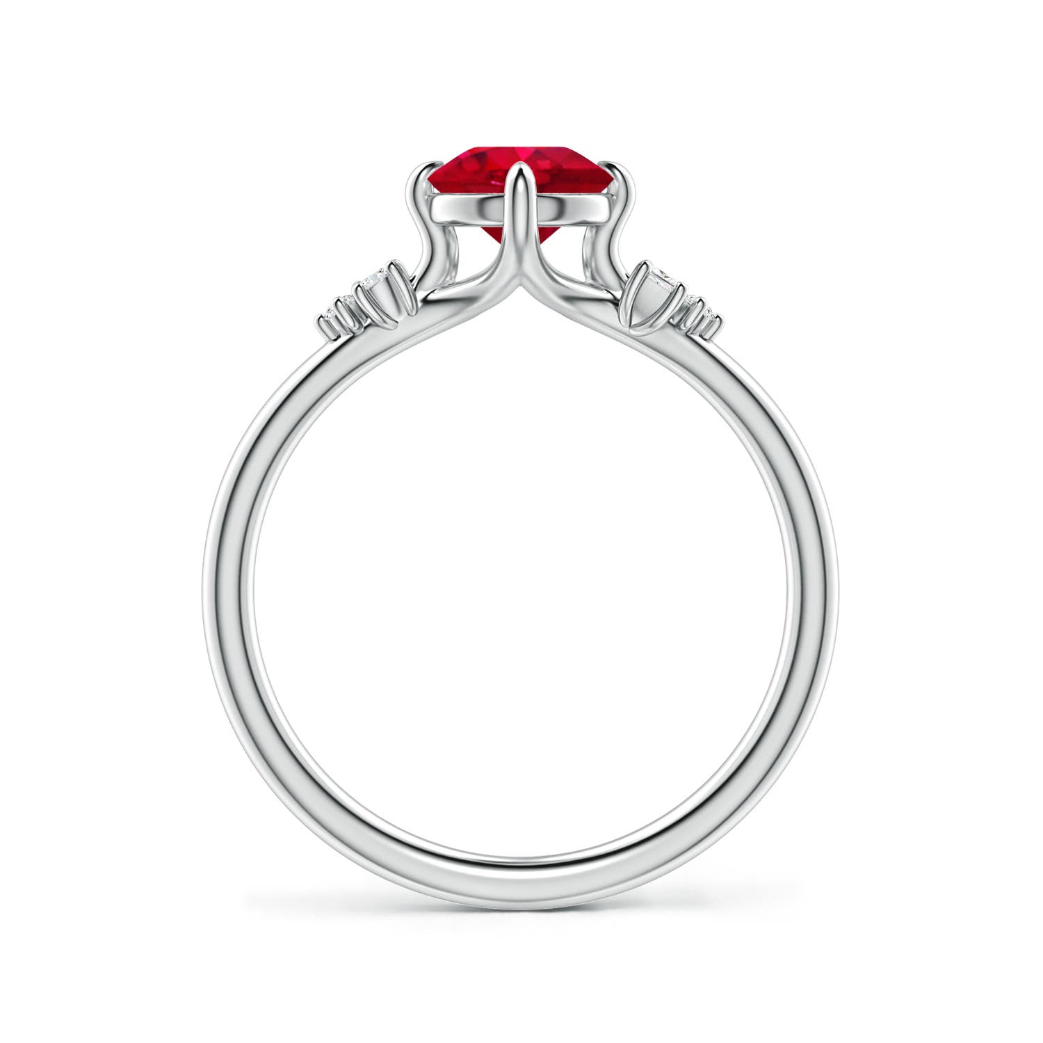 6mm AAA Round Ruby Engagement Ring with Mixed Cut Diamonds in 18K White Gold