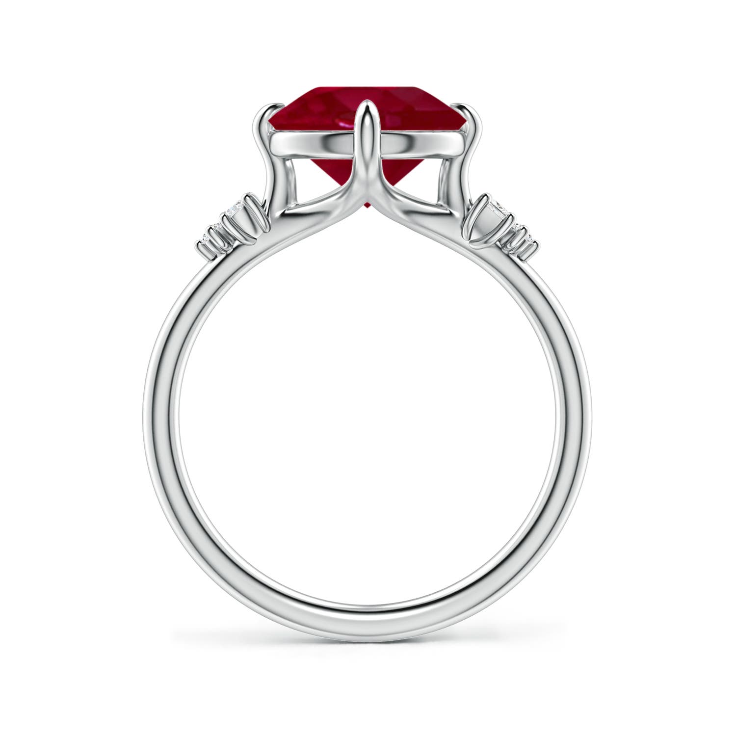 9mm AA Round Ruby Engagement Ring with Mixed Cut Diamonds in White Gold