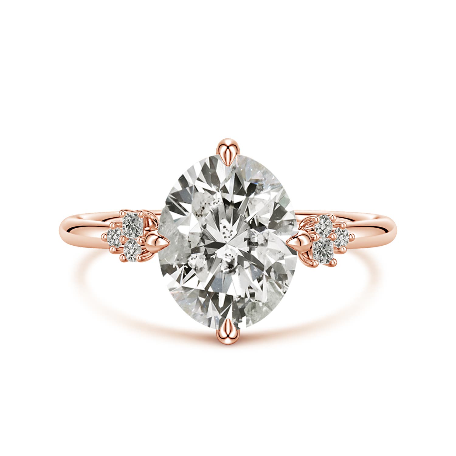 10x8mm KI3 Oval Diamond Engagement Ring with Mixed Cut Accents in 18CT Rose Gold
