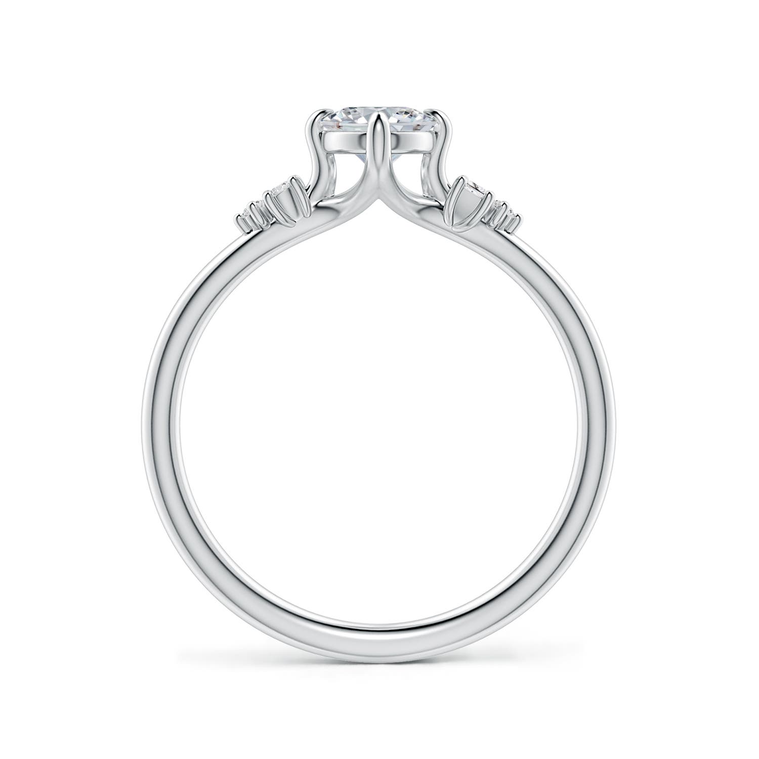 7x5mm HSI2 Oval Diamond Engagement Ring with Mixed Cut Accents in 18K White Gold