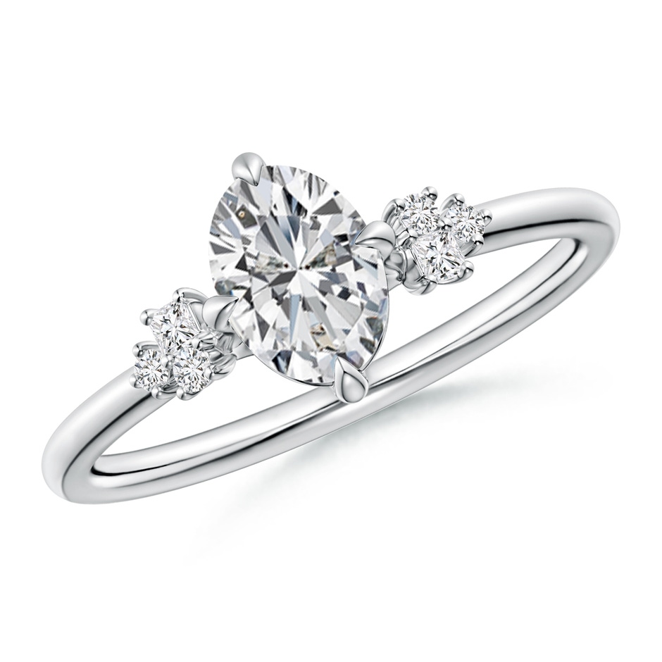 7x5mm HSI2 Oval Diamond Engagement Ring with Mixed Cut Accents in White Gold 