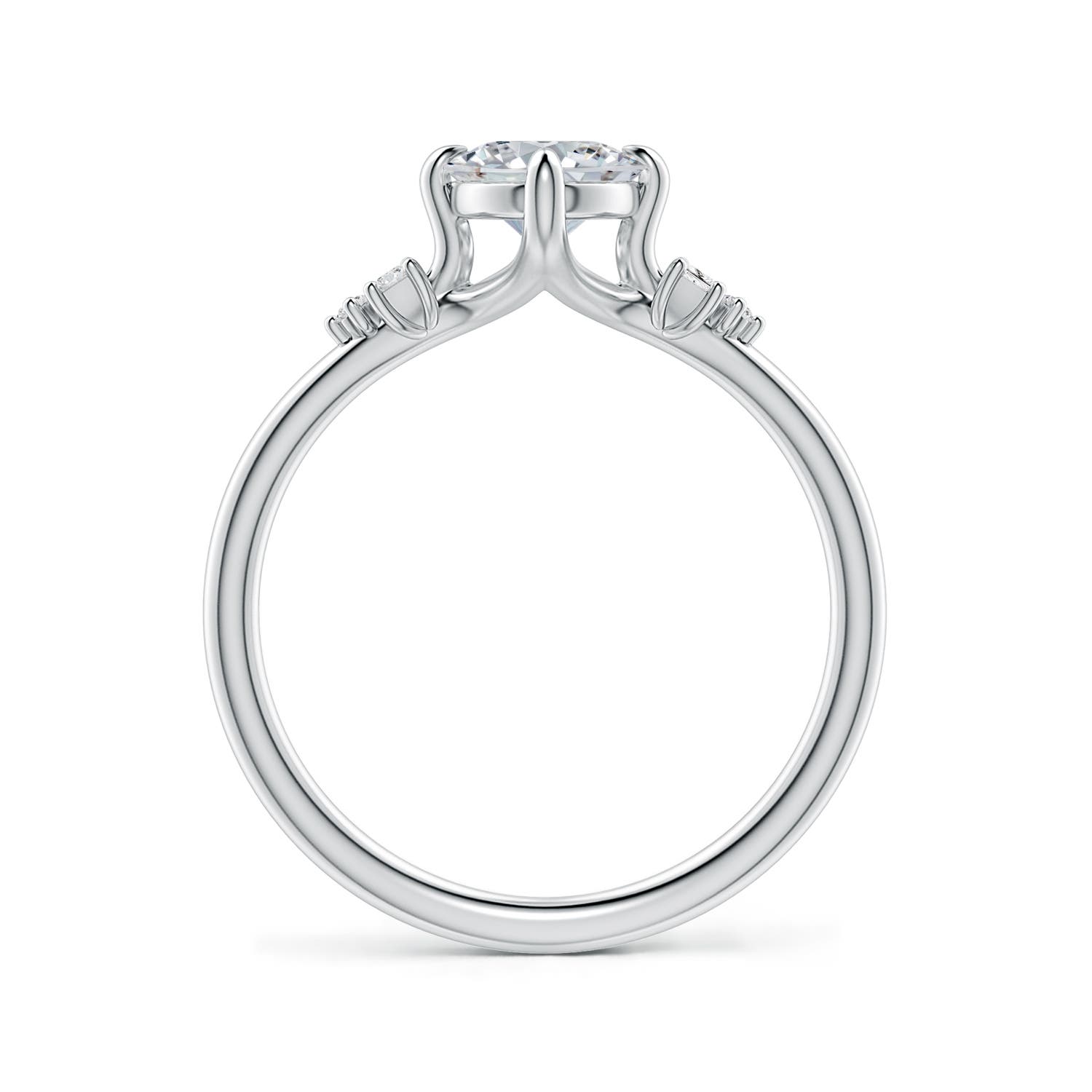 8x6mm HSI2 Oval Diamond Engagement Ring with Mixed Cut Accents in 18K White Gold