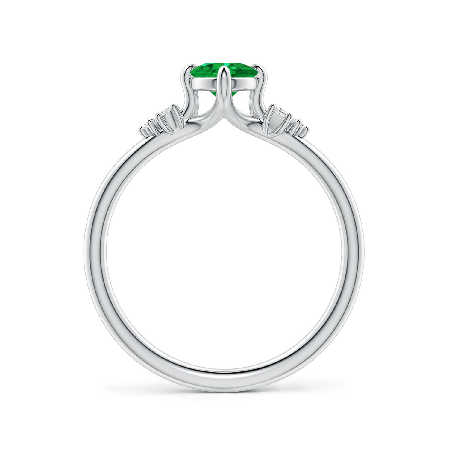 7x5mm AAA Oval Emerald Engagement Ring with Mixed Cut Diamonds in P950 Platinum