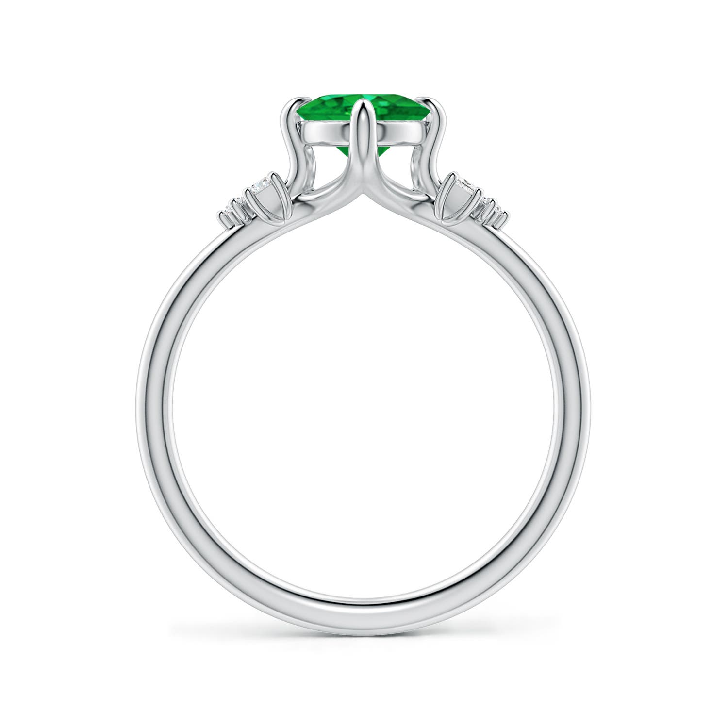 8x6mm AAA Oval Emerald Engagement Ring with Mixed Cut Diamonds in P950 Platinum