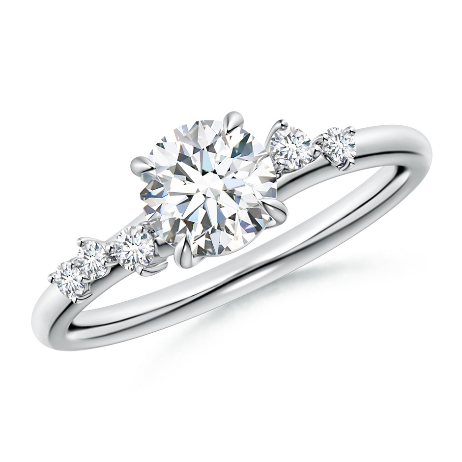6mm GVS2 Round Diamond Engagement Ring with Scattered Accents in White Gold 