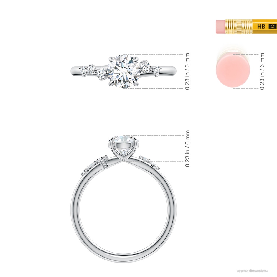6mm GVS2 Round Diamond Engagement Ring with Scattered Accents in White Gold ruler