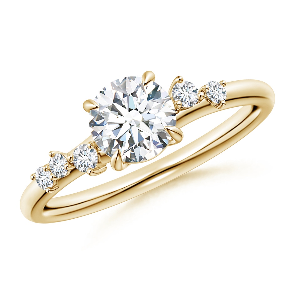 6mm GVS2 Round Diamond Engagement Ring with Scattered Accents in Yellow Gold 