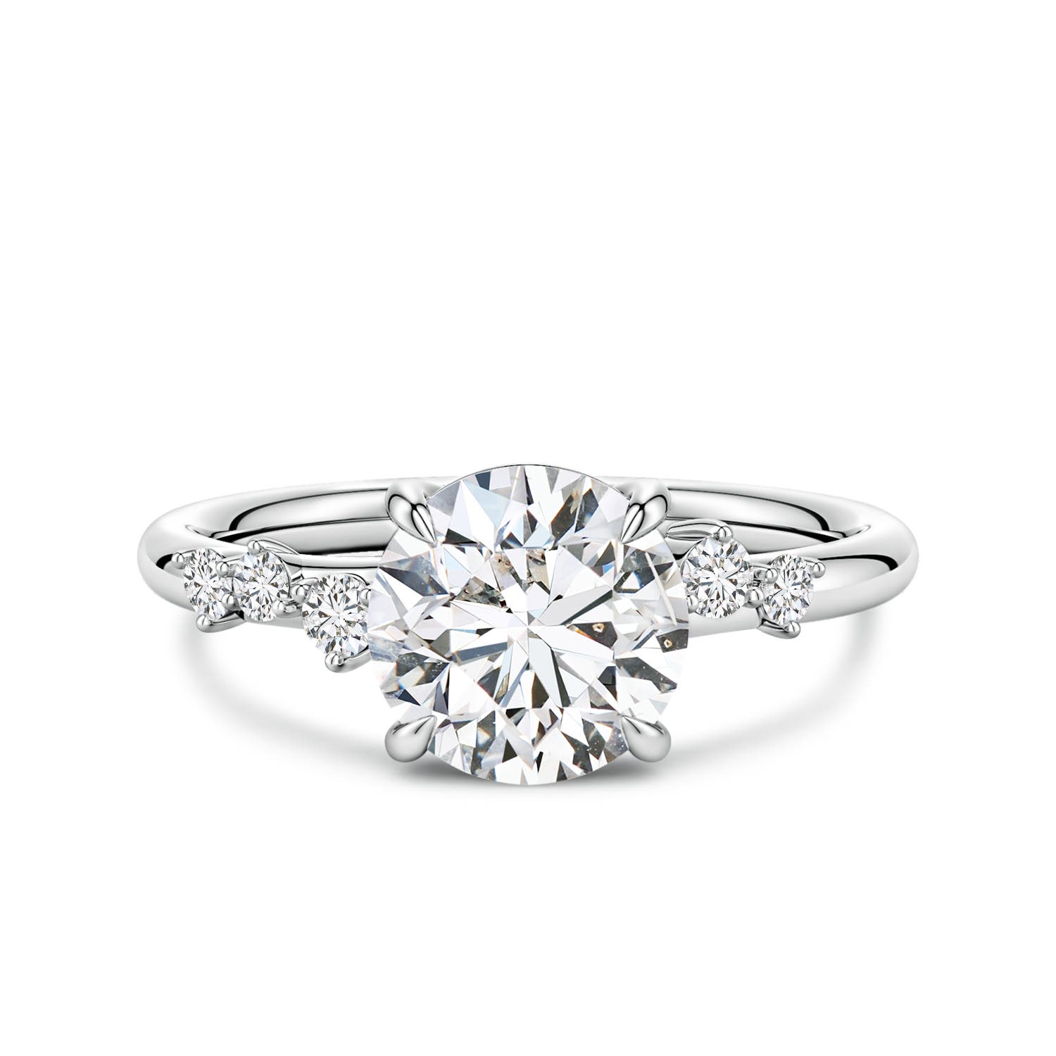 8mm HSI2 Round Diamond Engagement Ring with Scattered Accents in White Gold