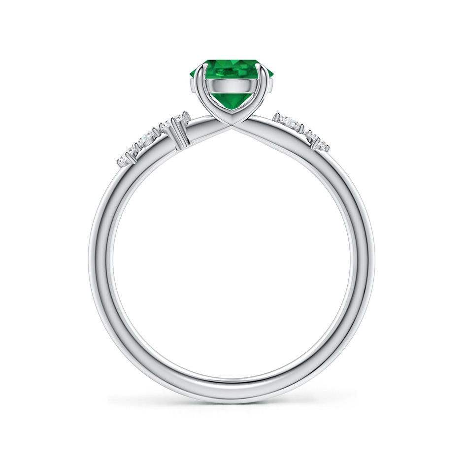 6mm AAA Round Emerald Engagement Ring with Scattered Accents in White Gold side 199