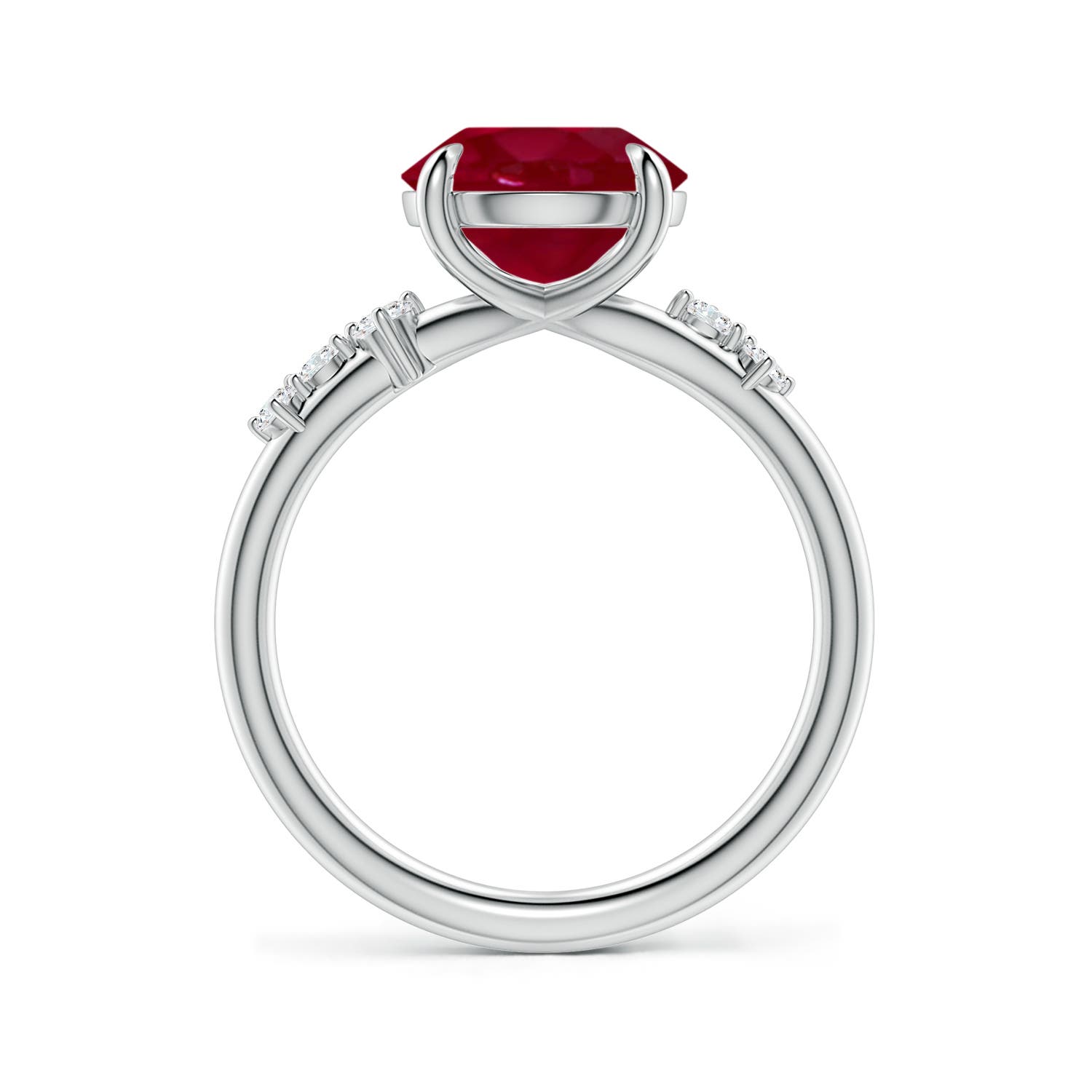 9mm AA Round Ruby Engagement Ring with Scattered Accents in White Gold