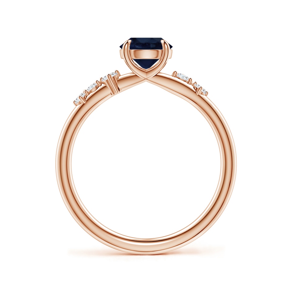 6mm A Round Blue Sapphire Engagement Ring with Scattered Accents in 18K Rose Gold side 199