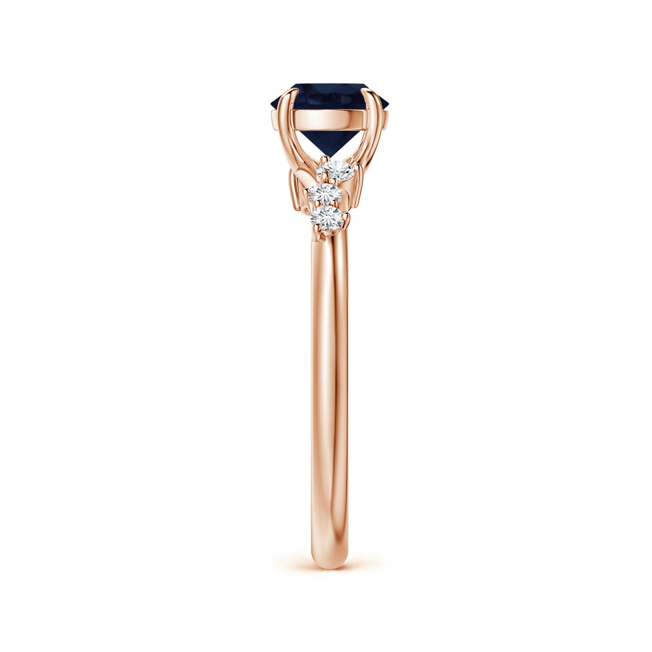 6mm A Round Blue Sapphire Engagement Ring with Scattered Accents in 18K Rose Gold side 299