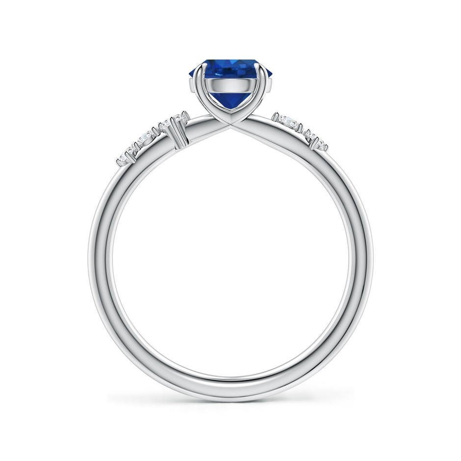 6mm AAA Round Blue Sapphire Engagement Ring with Scattered Accents in White Gold side 199