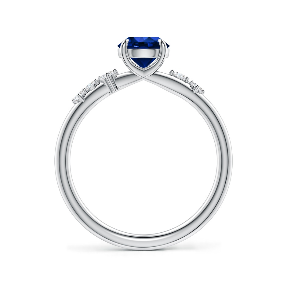 6mm AAAA Round Blue Sapphire Engagement Ring with Scattered Accents in White Gold side 199