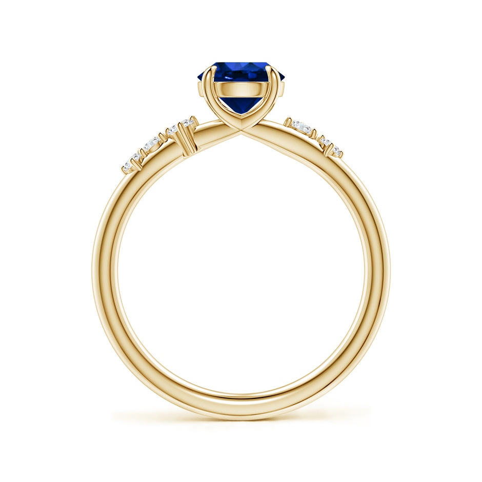 6mm AAAA Round Blue Sapphire Engagement Ring with Scattered Accents in Yellow Gold side 199