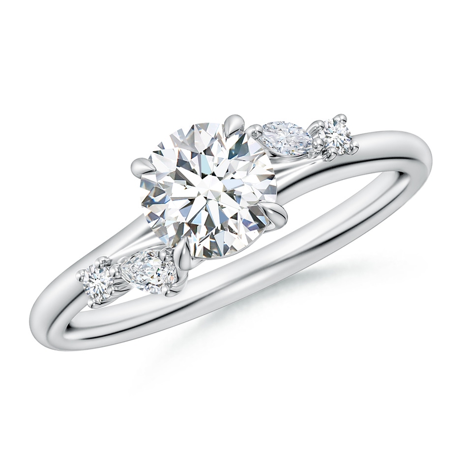 6mm GVS2 Round Diamond Engagement Ring with Mixed-Shaped Accents in White Gold 