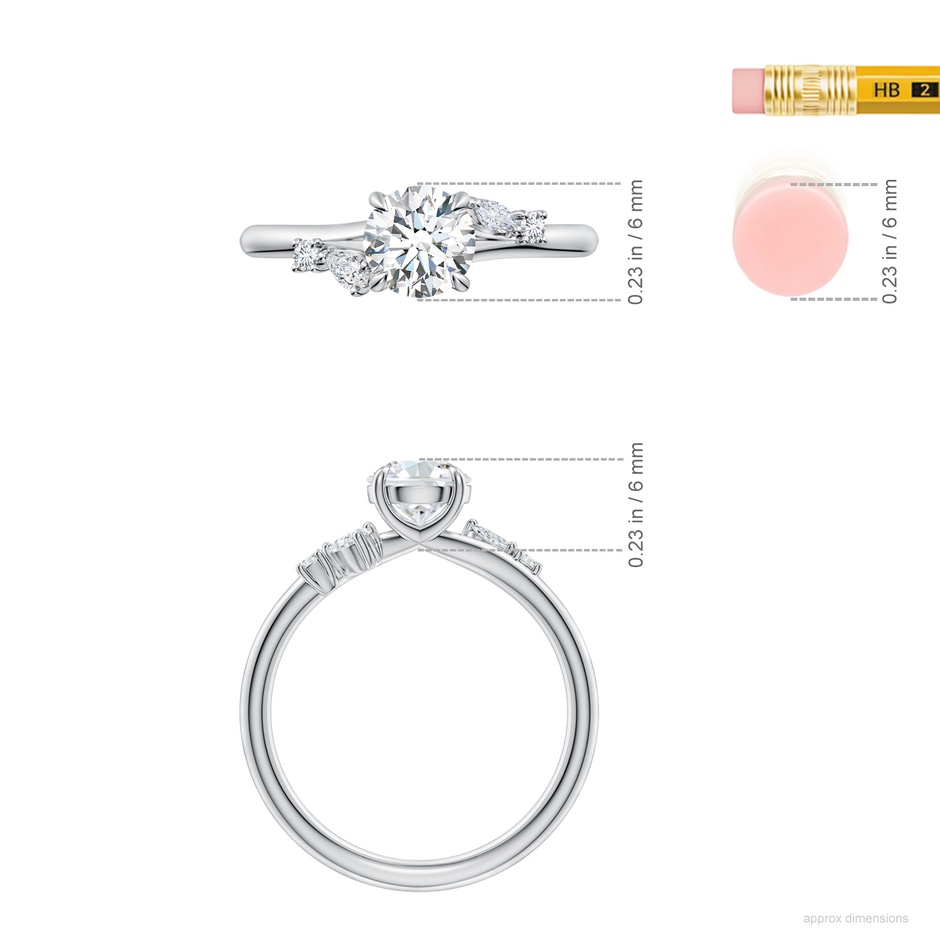 6mm GVS2 Round Diamond Engagement Ring with Mixed-Shaped Accents in White Gold ruler