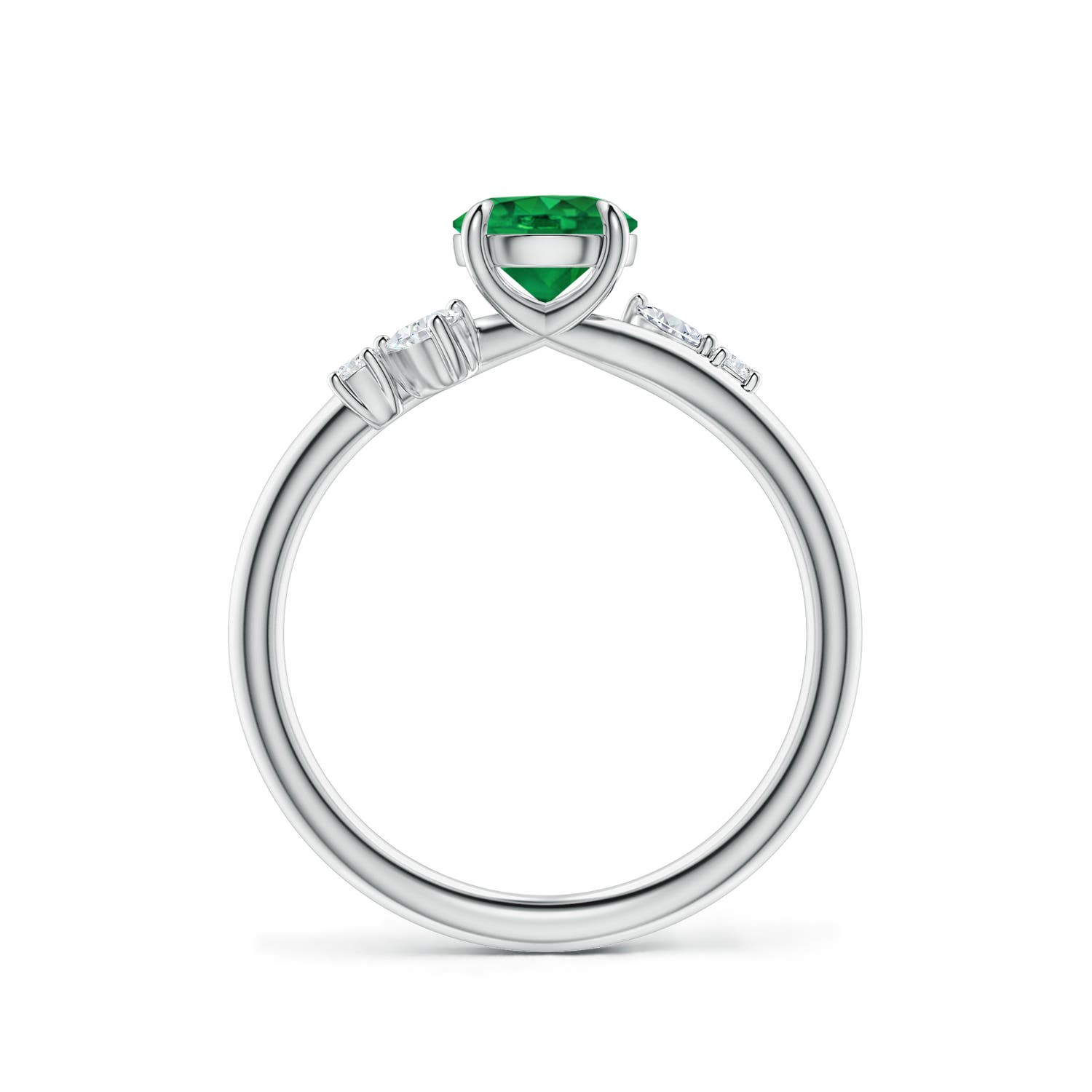6mm AAA Round Emerald Engagement Ring with Multi-Shape Diamond Accents in White Gold