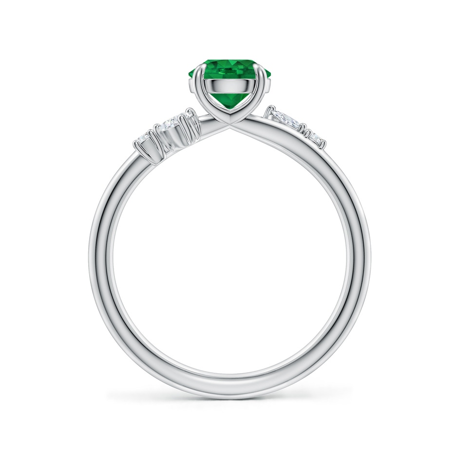 6mm AAA Round Emerald Engagement Ring with Multi-Shape Diamond Accents in White Gold side 199