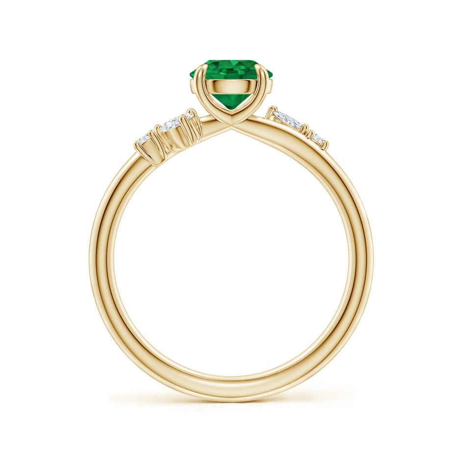 6mm AAA Round Emerald Engagement Ring with Multi-Shape Diamond Accents in Yellow Gold side 199