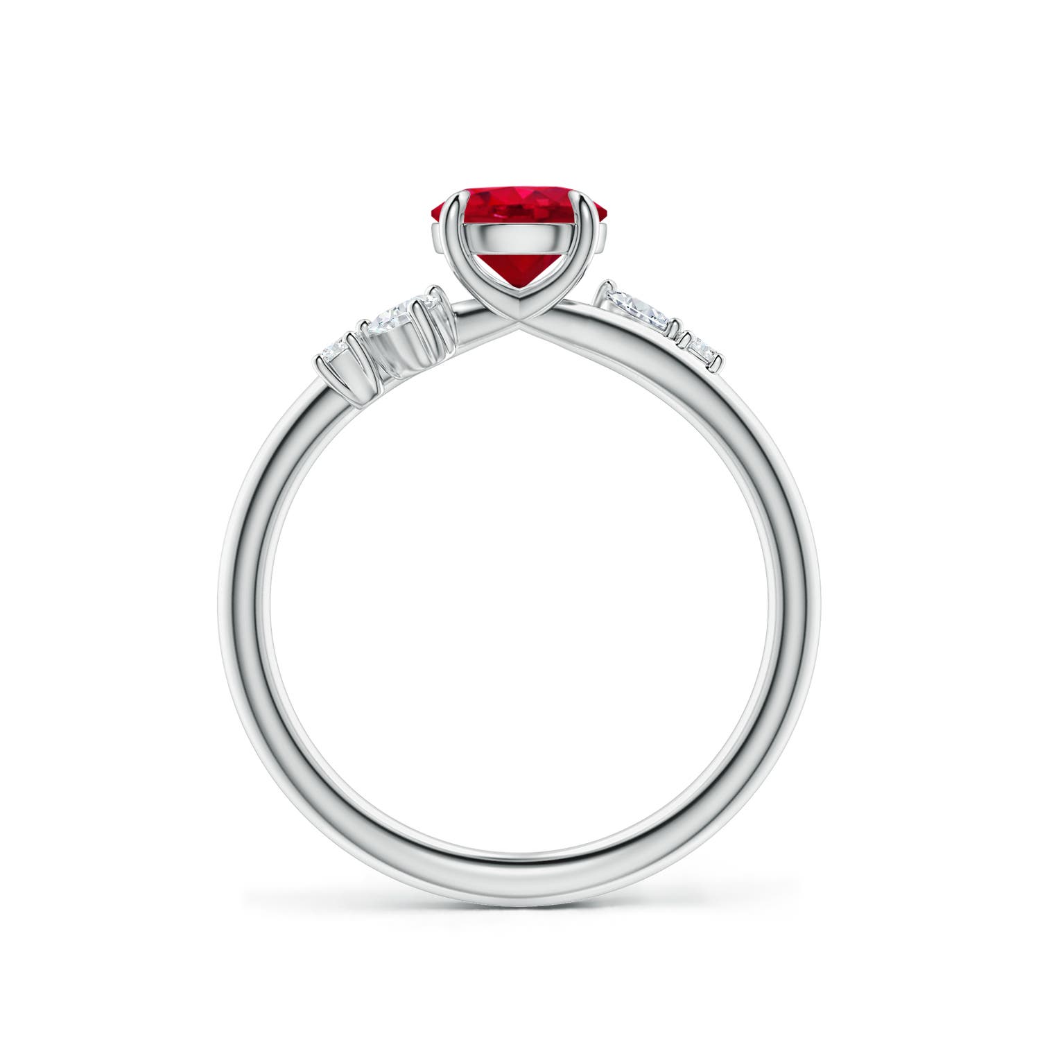 6mm AAA Round Ruby Engagement Ring with Multi-Shape Diamond Accents in White Gold