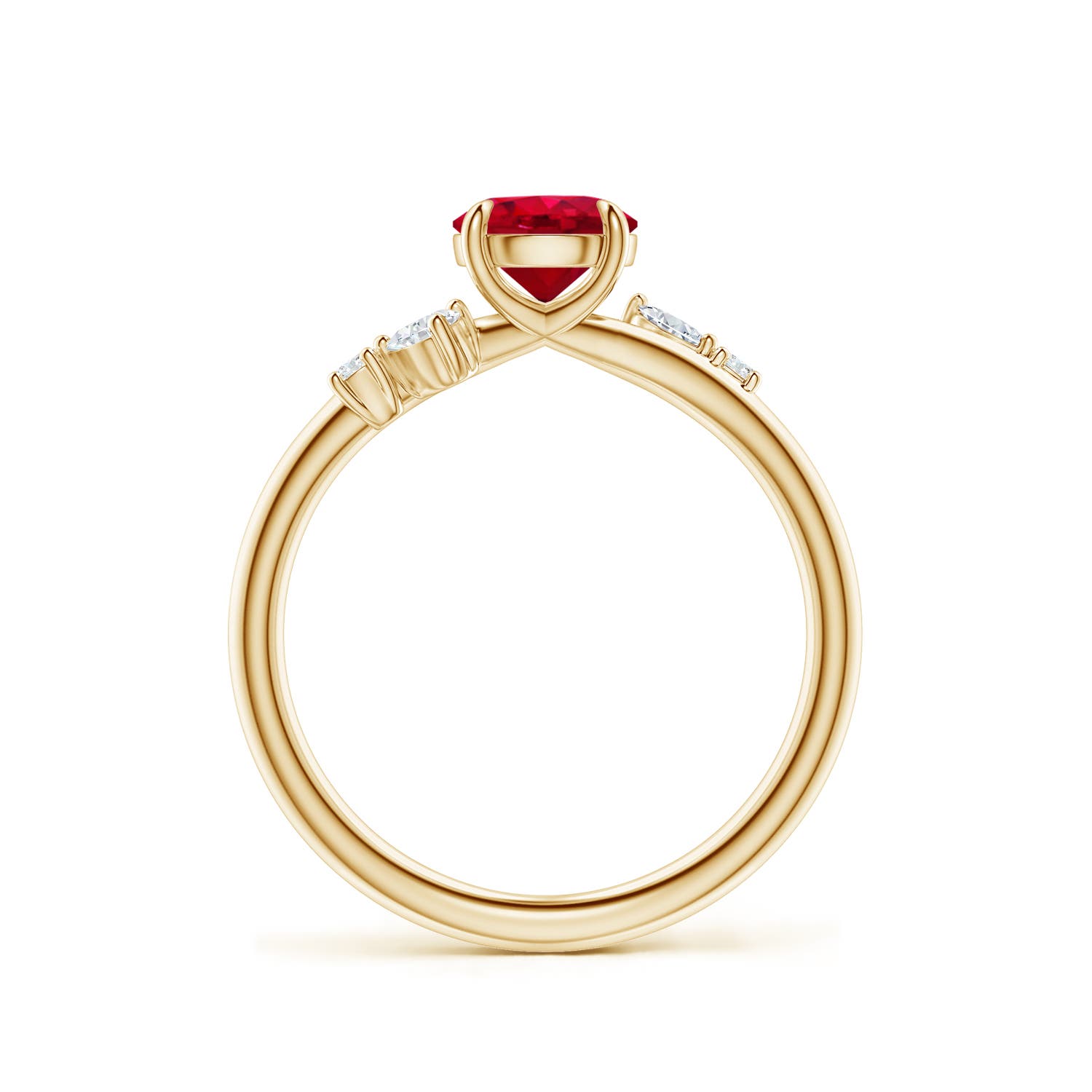 6mm AAA Round Ruby Engagement Ring with Multi-Shape Diamond Accents in Yellow Gold - side 2