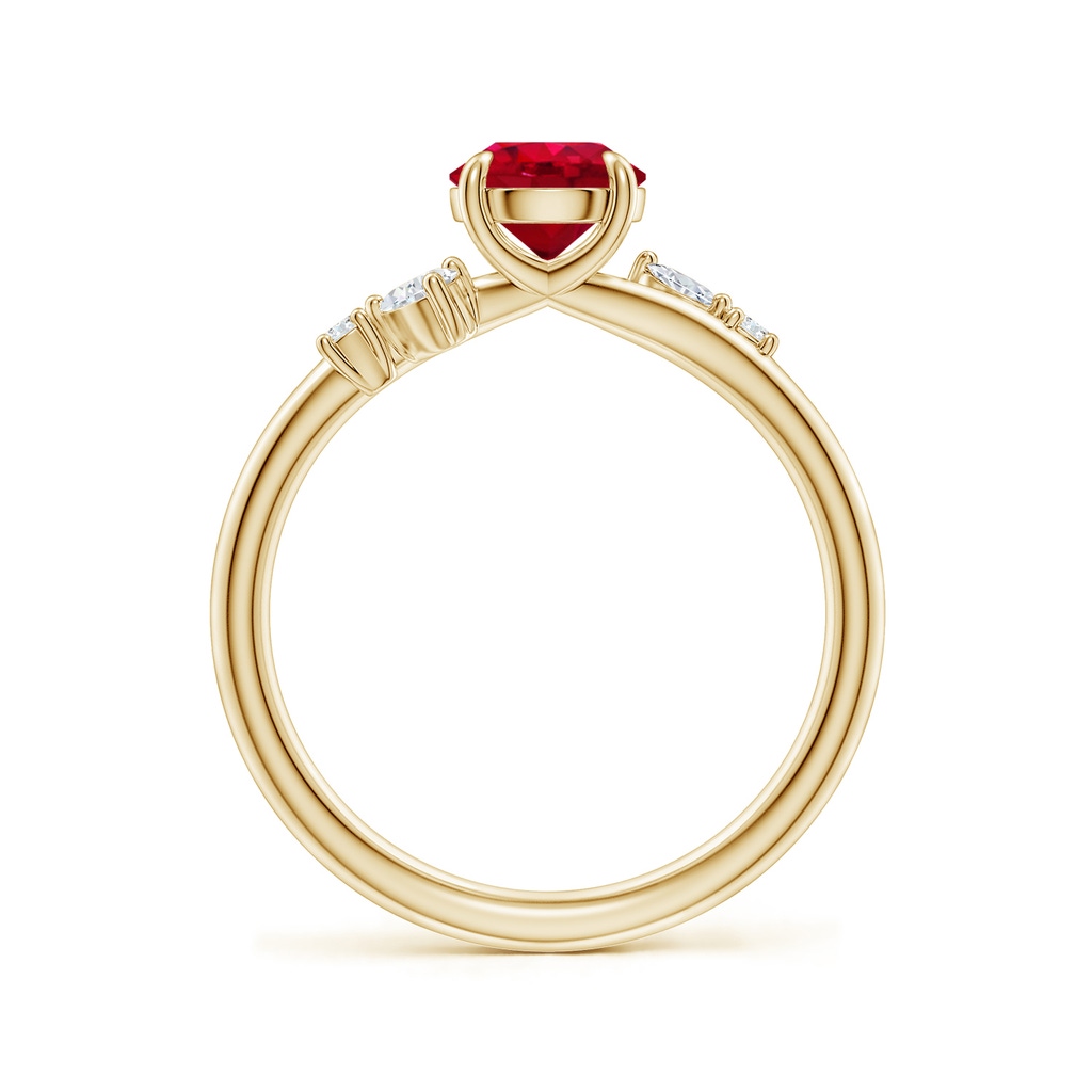 6mm AAA Round Ruby Engagement Ring with Multi-Shape Diamond Accents in Yellow Gold - side 199