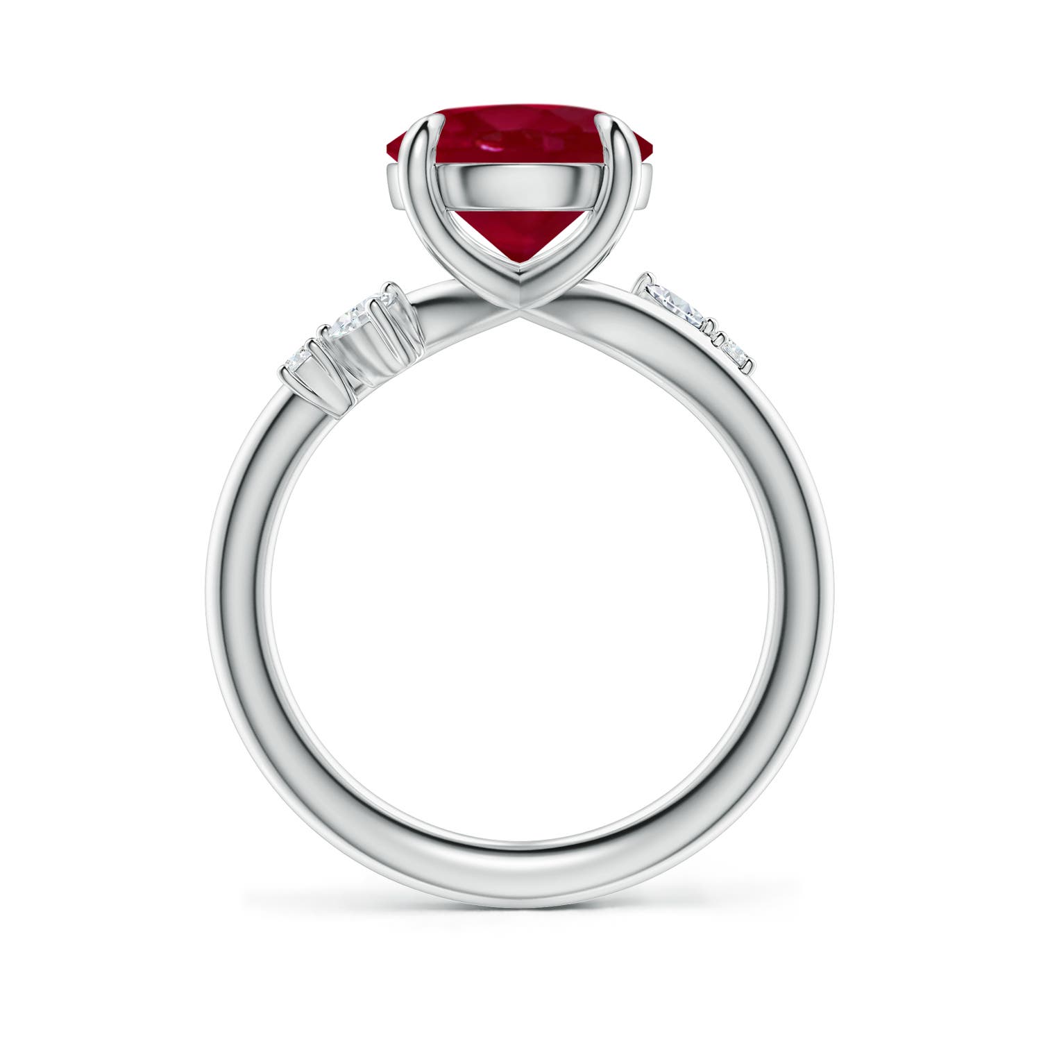 9mm AA Round Ruby Engagement Ring with Multi-Shape Diamond Accents in White Gold