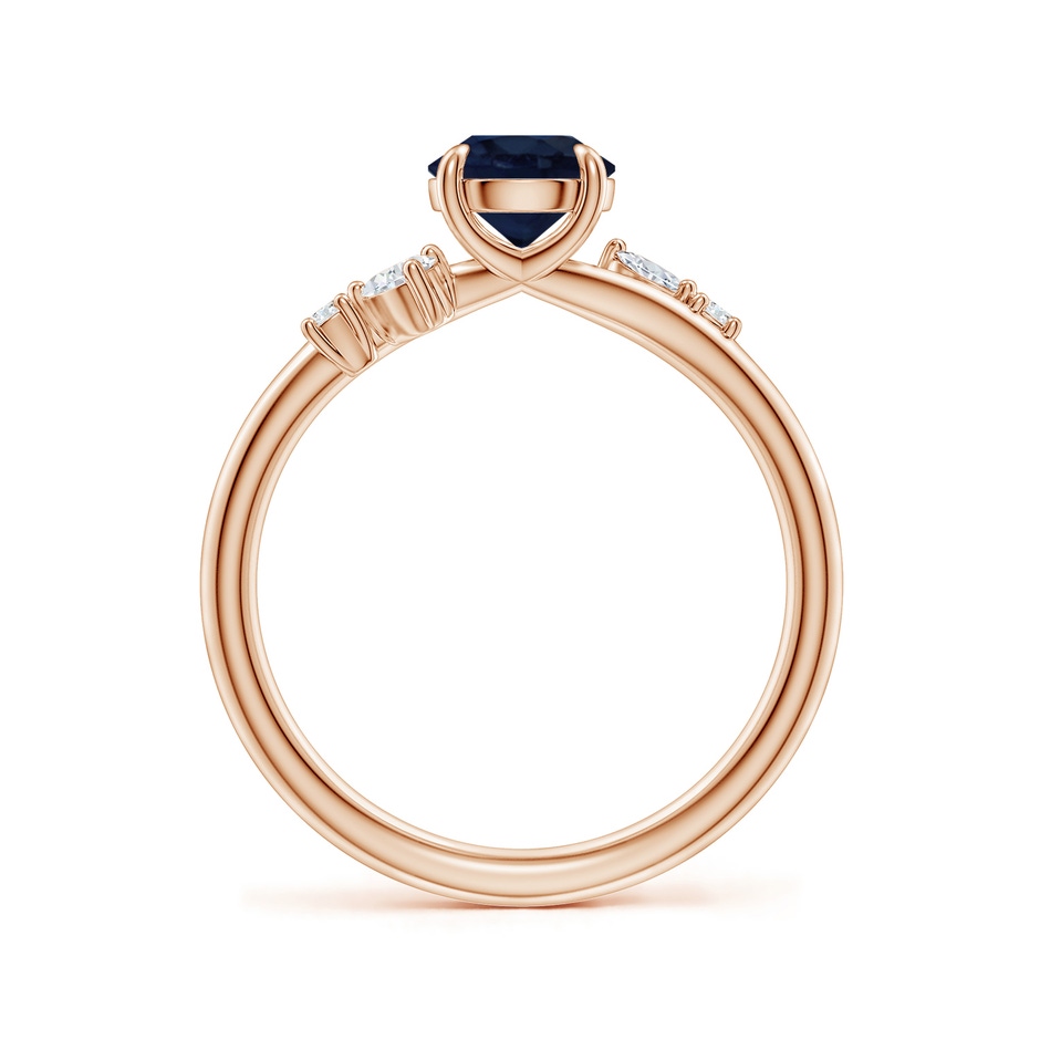 6mm A Round Blue Sapphire Engagement Ring with Multi-Shape Diamond Accents in 18K Rose Gold side 199